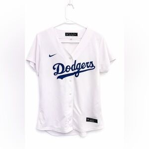 Nike MLB Los Angeles Dodgers Women White Baseball Jersey Button Front Genuine M